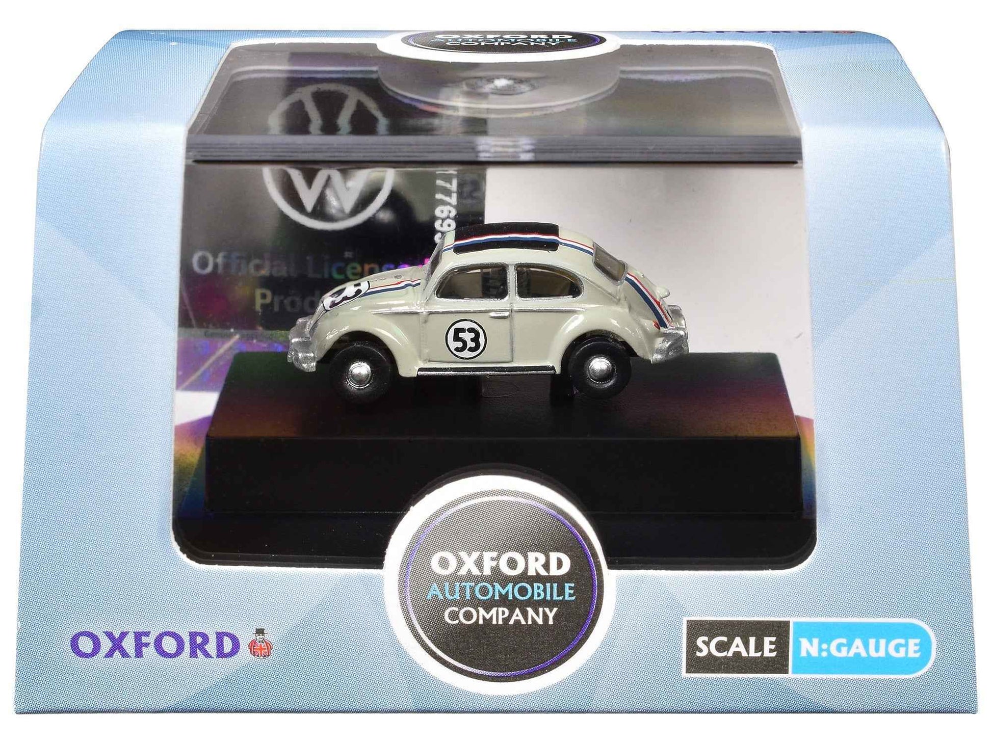 Volkswagen Beetle #53 Beige with Stripes and Black Top 1/148 (N) Scale Diecast Model Car by Oxford Diecast Miniature Motors Default Title Default Title-