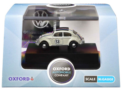 Volkswagen Beetle #53 Beige with Stripes and Black Top 1/148 (N) Scale Diecast Model Car by Oxford Diecast Miniature Motors Default Title Default Title-