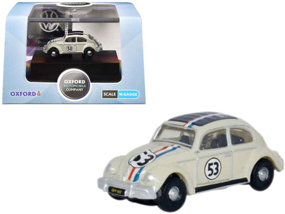 Volkswagen Beetle #53 Beige with Stripes and Black Top 1/148 (N) Scale Diecast Model Car by Oxford Diecast Miniature Motors Default Title Default Title-