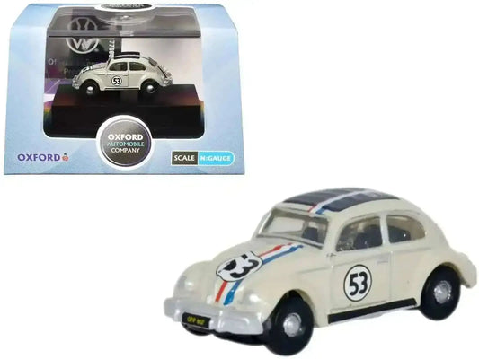 Volkswagen Beetle #53 Beige with Stripes and Black Top 1/148 (N) Scale Diecast Model Car by Oxford Diecast Cartsfy Inc.