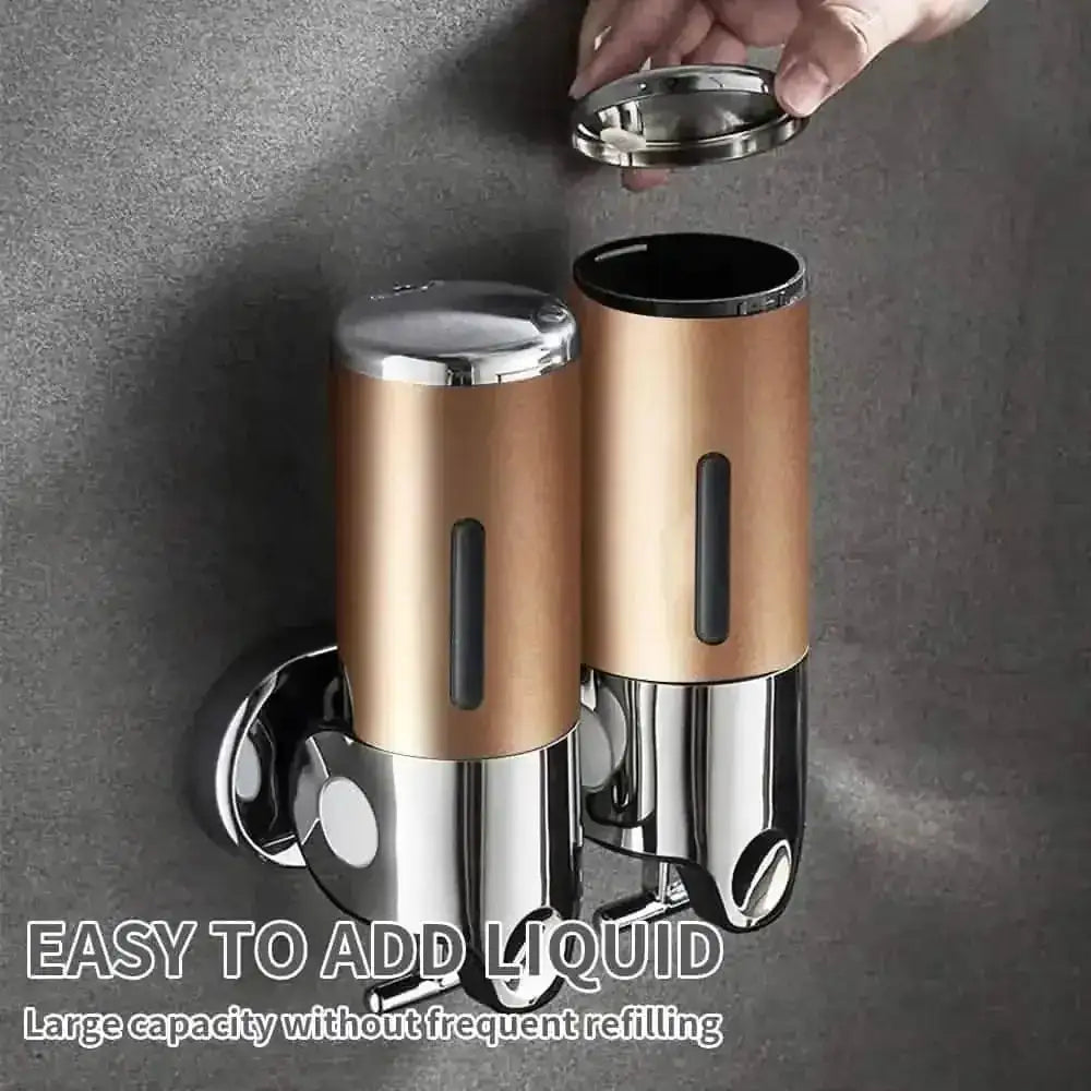 Wall Mounted Bathroom Shower Pump Dispenser DailySale Black / 2 Chamber Black / 3 Chamber Gold / 2 Chamber Black / 2 Chamber-Black / 3 Chamber-Gold / 2 Chamber-Gold / 3 Chamber-Silver / 2 Chamber-Silver / 3 Chamber-White / 2 Chamber-White / 3 Chamber-