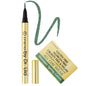 Shimmer spring green liquid eyeliner pen with green glitter swatch and gold tube
