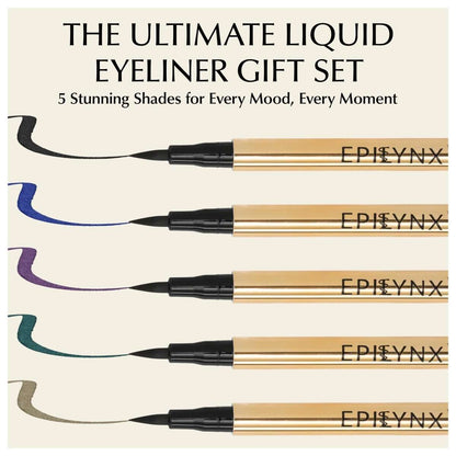 Waterproof liquid eyeliner gift set, multiple precision pens with gold barrels and black tips