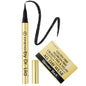 Shimmer black liquid eyeliner pen with black glitter swatch and gold tube