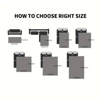 Pet bed cover size chart diagram showing multiple cover dimensions