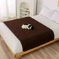 Waterproof pet bed cover, brown quilted blanket with raised paw-dots texture