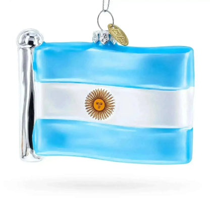Waving Flag of Argentina Glass Christmas Ornament Cartsfy Inc.