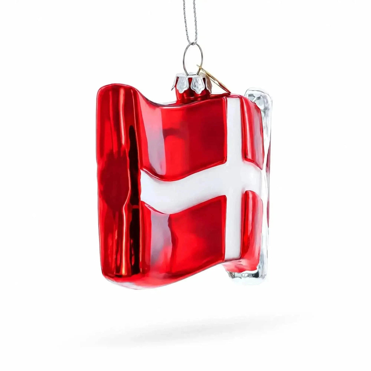 Waving Flag of Denmark Glass Christmas Ornament Cartsfy Inc.