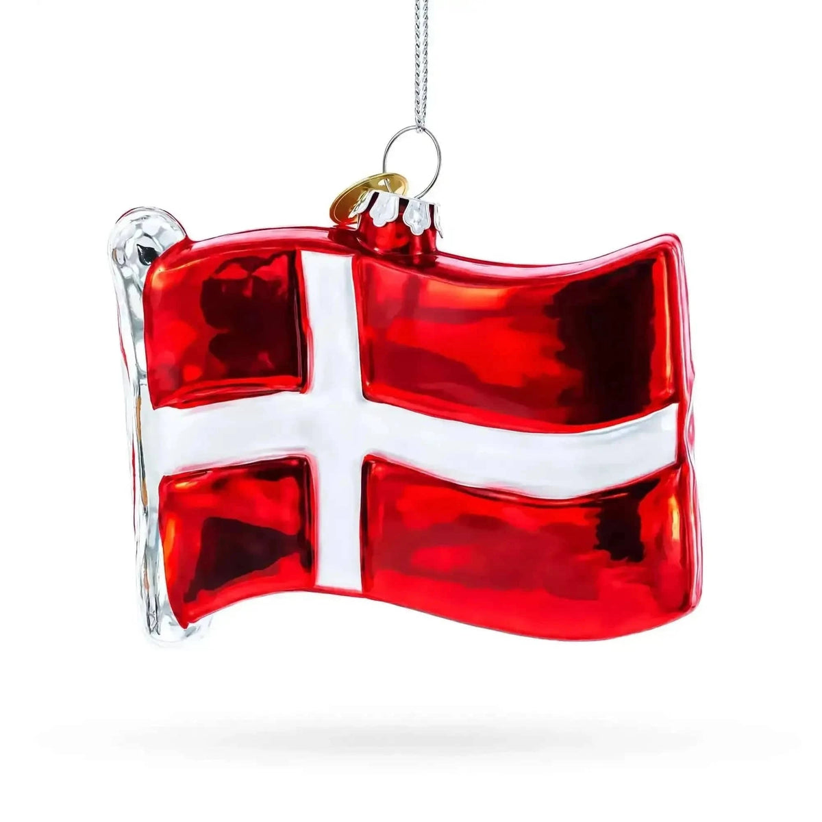 Waving Flag of Denmark Glass Christmas Ornament Cartsfy Inc.