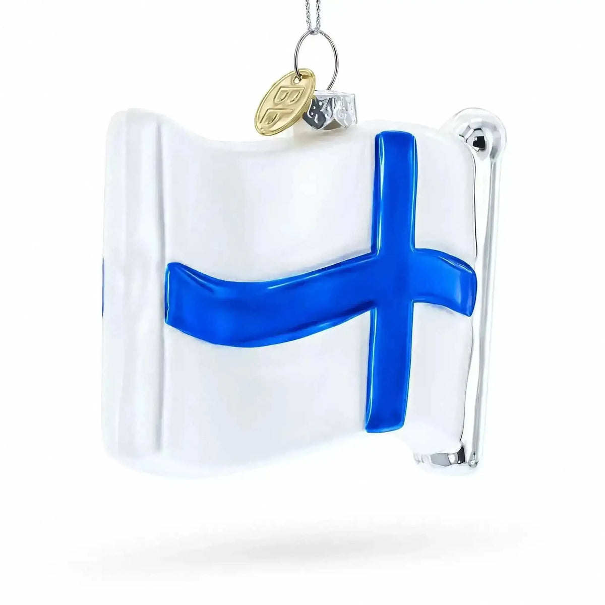 Waving Flag of Finland Glass Christmas Ornament Cartsfy Inc.