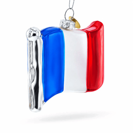 Waving Flag of France Glass Christmas Ornament BestPysanky Default Title Default Title-