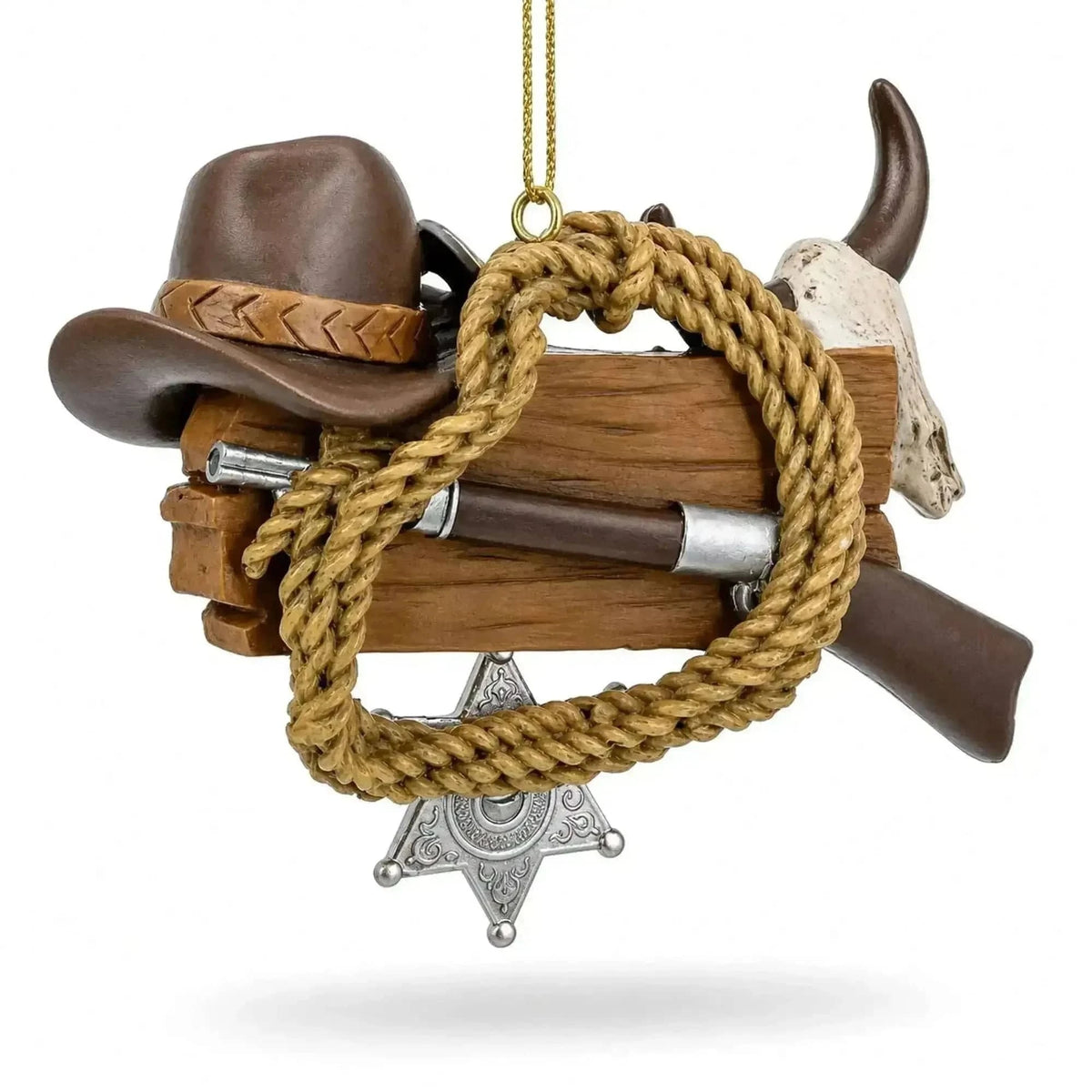 Western Cowboy Hat Sheriff Badge Resin Christmas Ornament Cartsfy Inc.