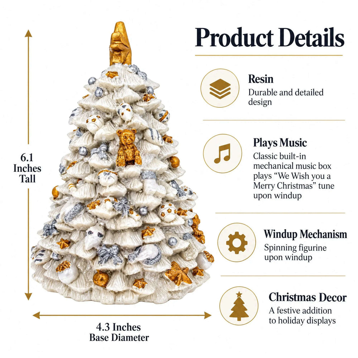 White Christmas Tree Spinning Musical Figurine Cartsfy Inc.