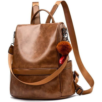 Women Backpack Purse PU Leather Anti - theft Casual Shoulder Bag - Cartsfy Inc.