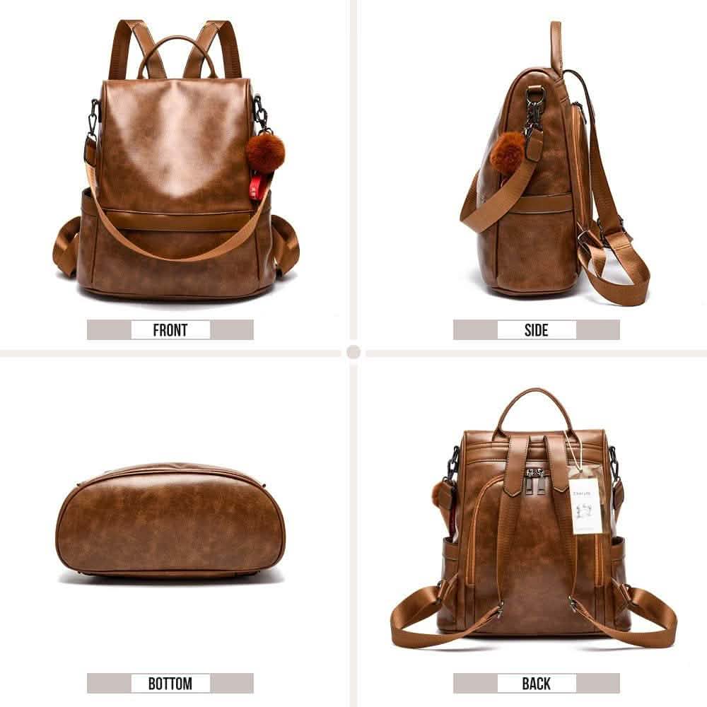 Women Backpack Purse PU Leather Anti - theft Casual Shoulder Bag - Cartsfy Inc.