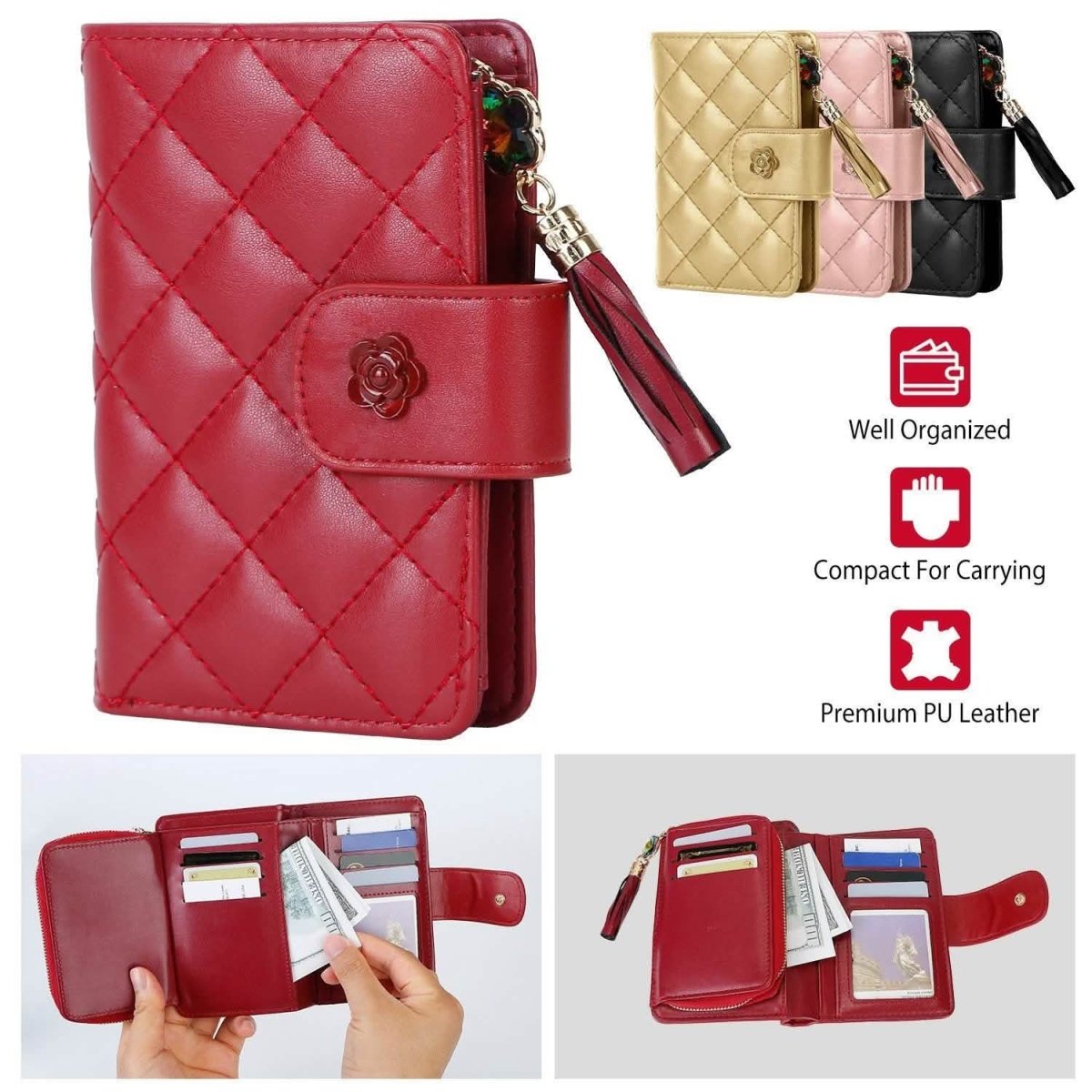 Women PU Leather Clutch Wallet - Cartsfy Inc.