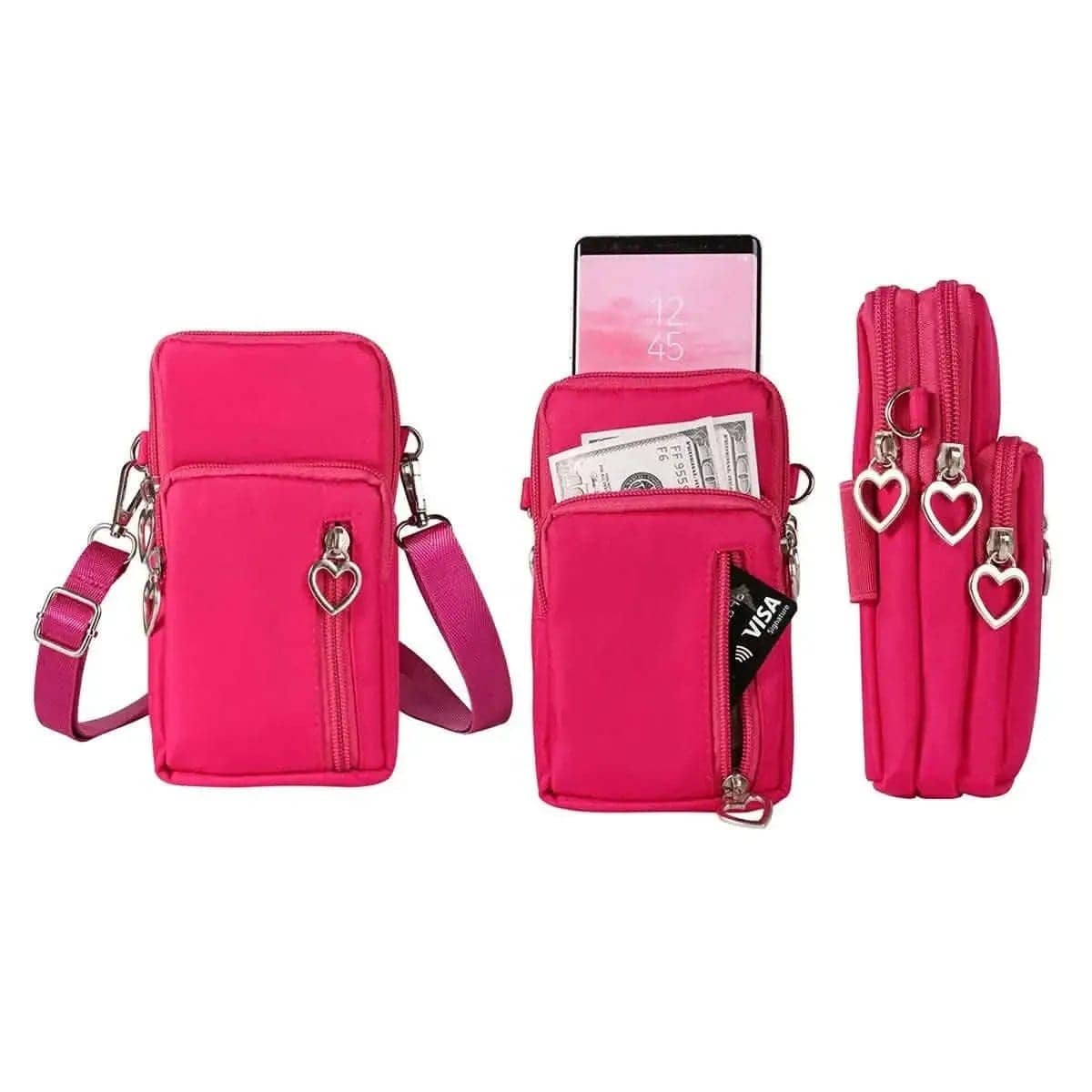 Women's Mini Cross-Body Shoulder Strap Cell Phone Wallet Pouch Bag Purse DailySale Black Blue Pink Black-Blue-Pink-Purple-