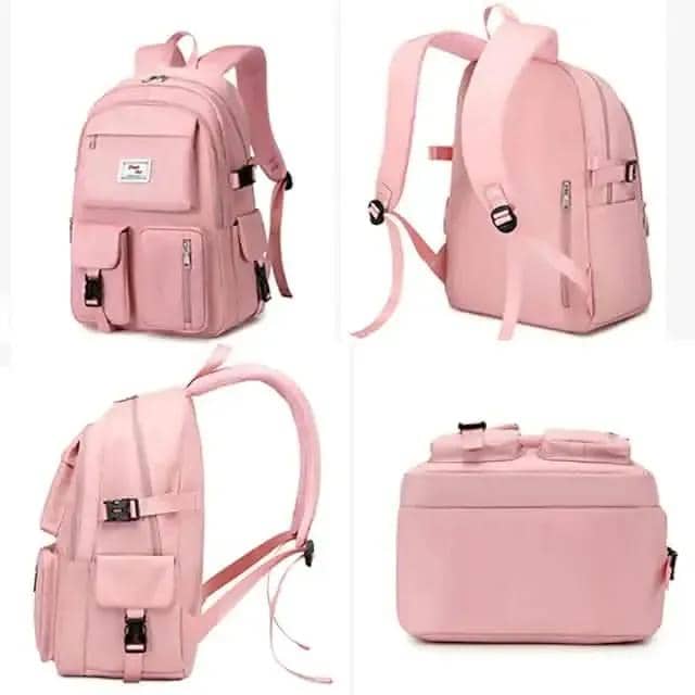 Women's Oxford Fabric Adjustable Large Capacity Backpack DailySale Black Purple Pink Black-Purple-Pink-Beige-