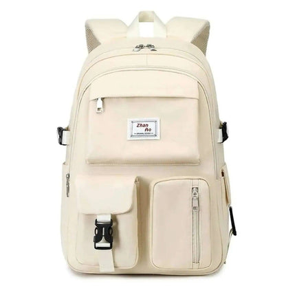 Women's Oxford Fabric Adjustable Large Capacity Backpack DailySale Black Purple Pink Black-Purple-Pink-Beige-