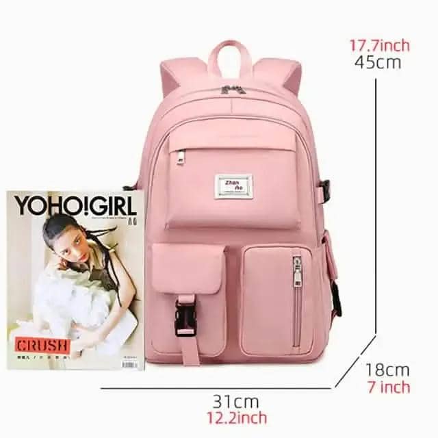 Women's Oxford Fabric Adjustable Large Capacity Backpack DailySale Black Purple Pink Black-Purple-Pink-Beige-