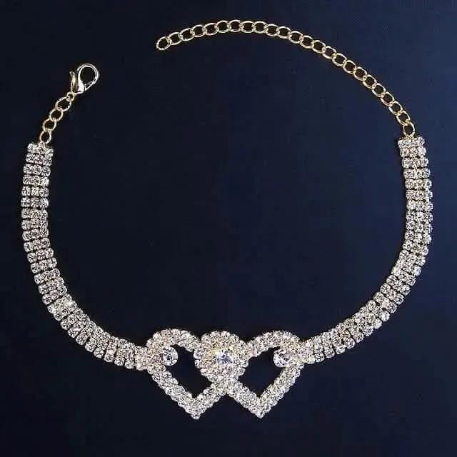 Women's White Ankle Bracelet Chandelier Heart DailySale Silver Gold Silver-Gold-