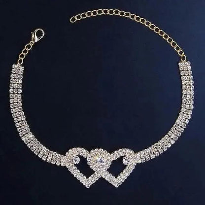 Women's White Ankle Bracelet Chandelier Heart DailySale Silver Gold Silver-Gold-