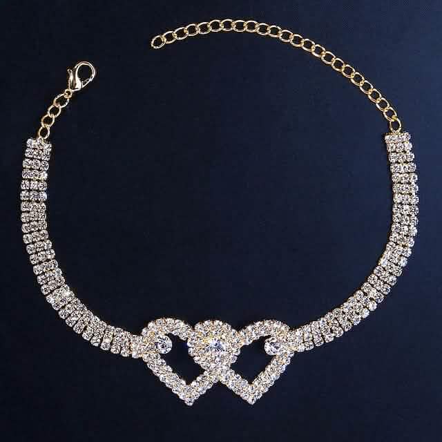 Women's White Ankle Bracelet Chandelier Heart Cartsfy Inc.