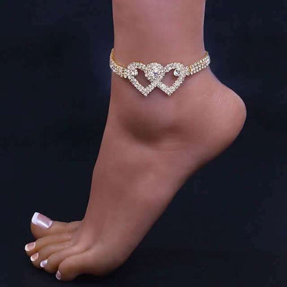 Women's White Ankle Bracelet Chandelier Heart Cartsfy Inc.