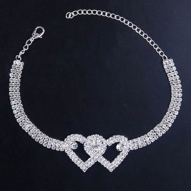 Women's White Ankle Bracelet Chandelier Heart Cartsfy Inc.