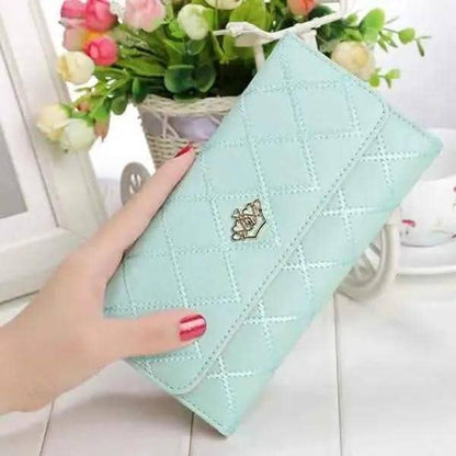 Womens Wallets Purses Plaid PU Leather Long Wallet Hasp Phone Bag DailySale Black Blue Pink Black-Blue-Pink-Sky Blue-Yellow-Rose Red-