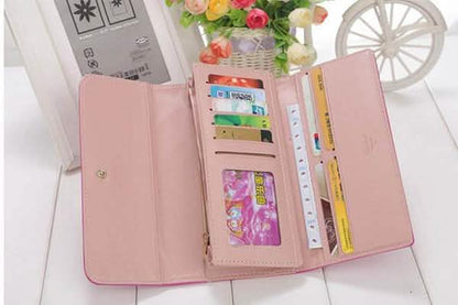 Womens Wallets Purses Plaid PU Leather Long Wallet Hasp Phone Bag Cartsfy Inc.