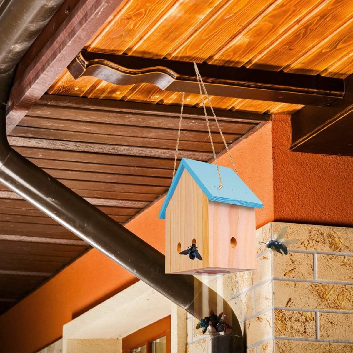Wood Carpenter Bee Trap Outdoor Natural Pine Wood - Cartsfy Inc.