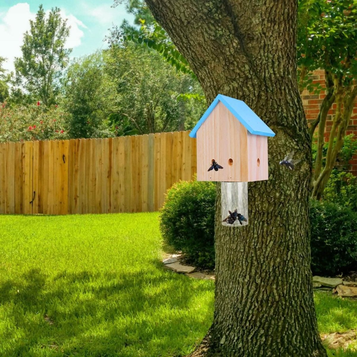 Wood Carpenter Bee Trap Outdoor Natural Pine Wood - Cartsfy Inc.