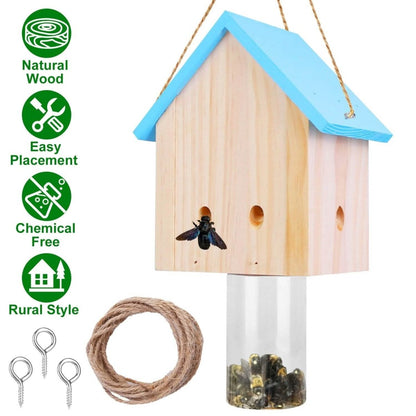 Wood Carpenter Bee Trap Outdoor Natural Pine Wood - Cartsfy Inc.