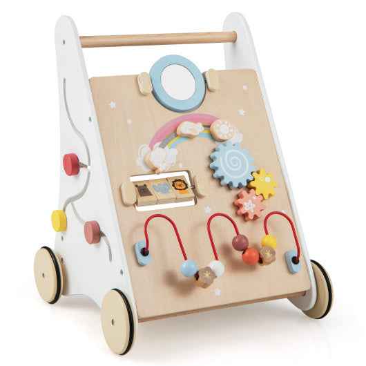 Wooden Baby Walker with Multiple Activities Center for Over 1 Year Old-White Cartsfy Inc.
