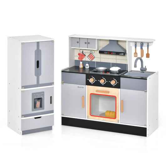 Wooden Chef Play Kitchen and Refrigerator with Realistic Range Hood and Roaster VYSN Default Title Default Title-