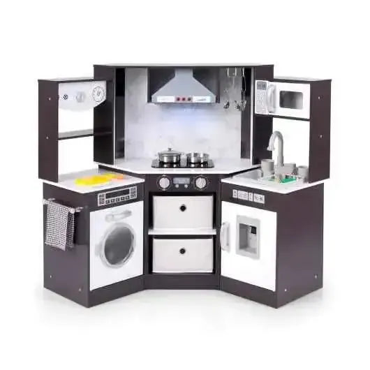 Wooden Kids Play Kitchen Playset with Realistic Lights and Sounds-Coffee VYSN Default Title Default Title-