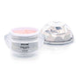 EpiLynx cream jar with clear faceted lid and pink cream visible through top opening.
