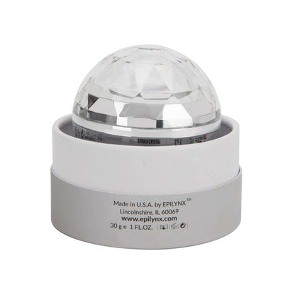 EpiLynx EpiSilk Crystal cream jar with clear dome lid and silver-toned base label.