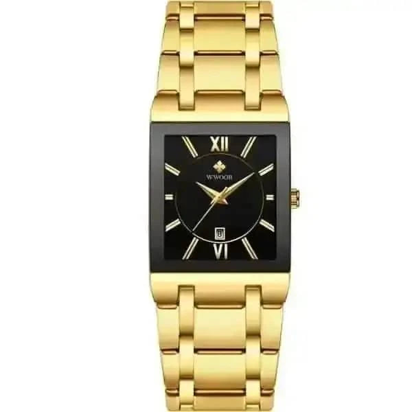 WWOOR Luxus Men Fashion Square Date Watch DailySale Black Gold Black/Gold Black-Gold-Black/Gold-