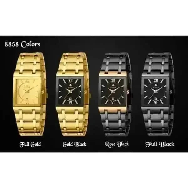 WWOOR Luxus Men Fashion Square Date Watch DailySale Black Gold Black/Gold Black-Gold-Black/Gold-