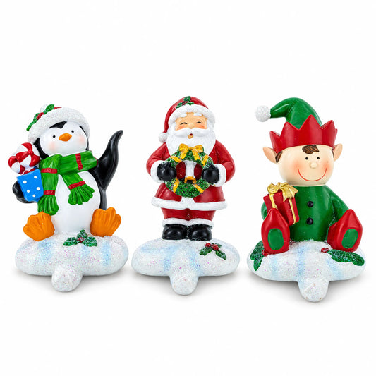 Set of 3 Christmas Stocking Holders - Santa Penguin Elf Mantel Hooks BestPysanky Default Title Default Title-