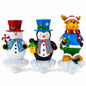 Set of 3 Christmas Stocking Holders - Snowman Penguin Reindeer Mantel Hooks