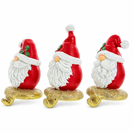 Set of 3 Santa Gnome Stocking Holders - Festive Christmas Mantel Hooks BestPysanky Default Title Default Title-