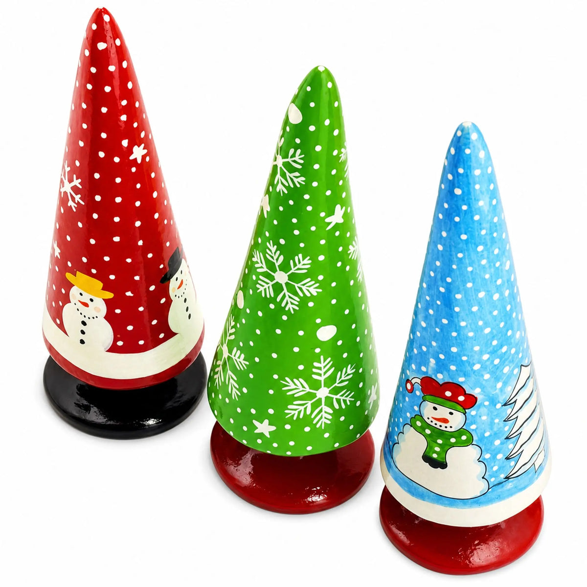 Set of 3 Wooden Tabletop Christmas Trees 8.5 Inches